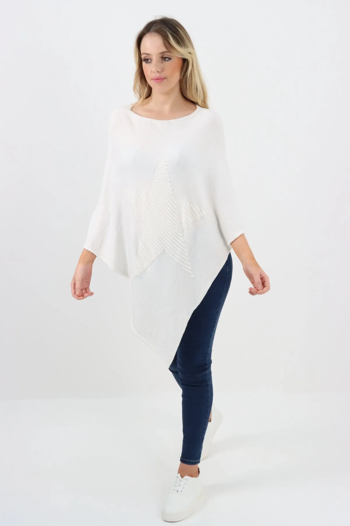 Italian Knitted Lagenlook Star Poncho