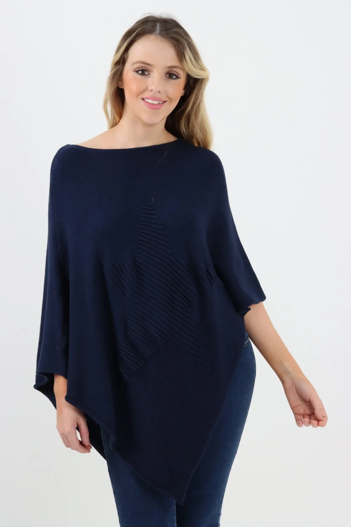Italian Knitted Lagenlook Star Poncho