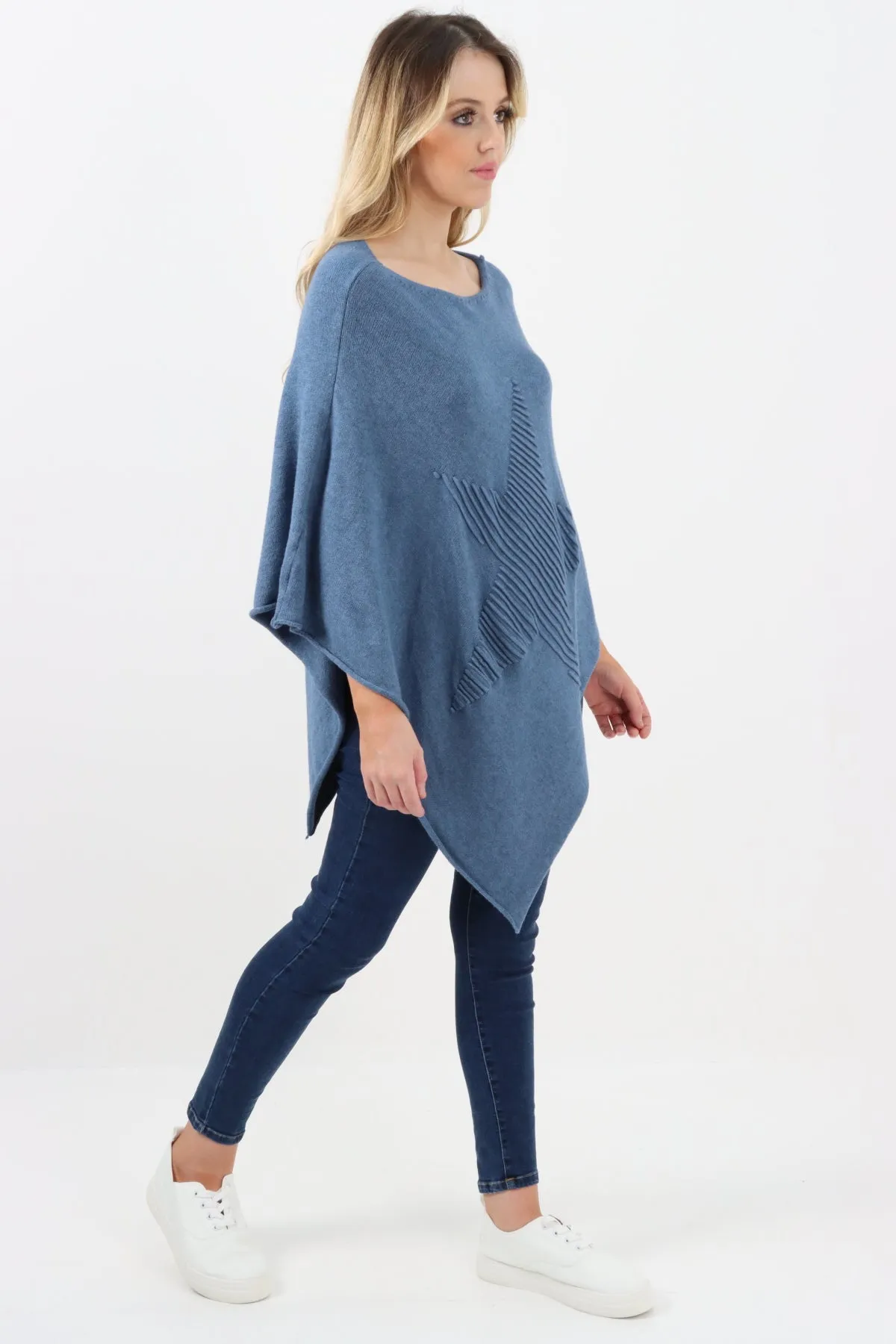 Italian Knitted Lagenlook Star Poncho
