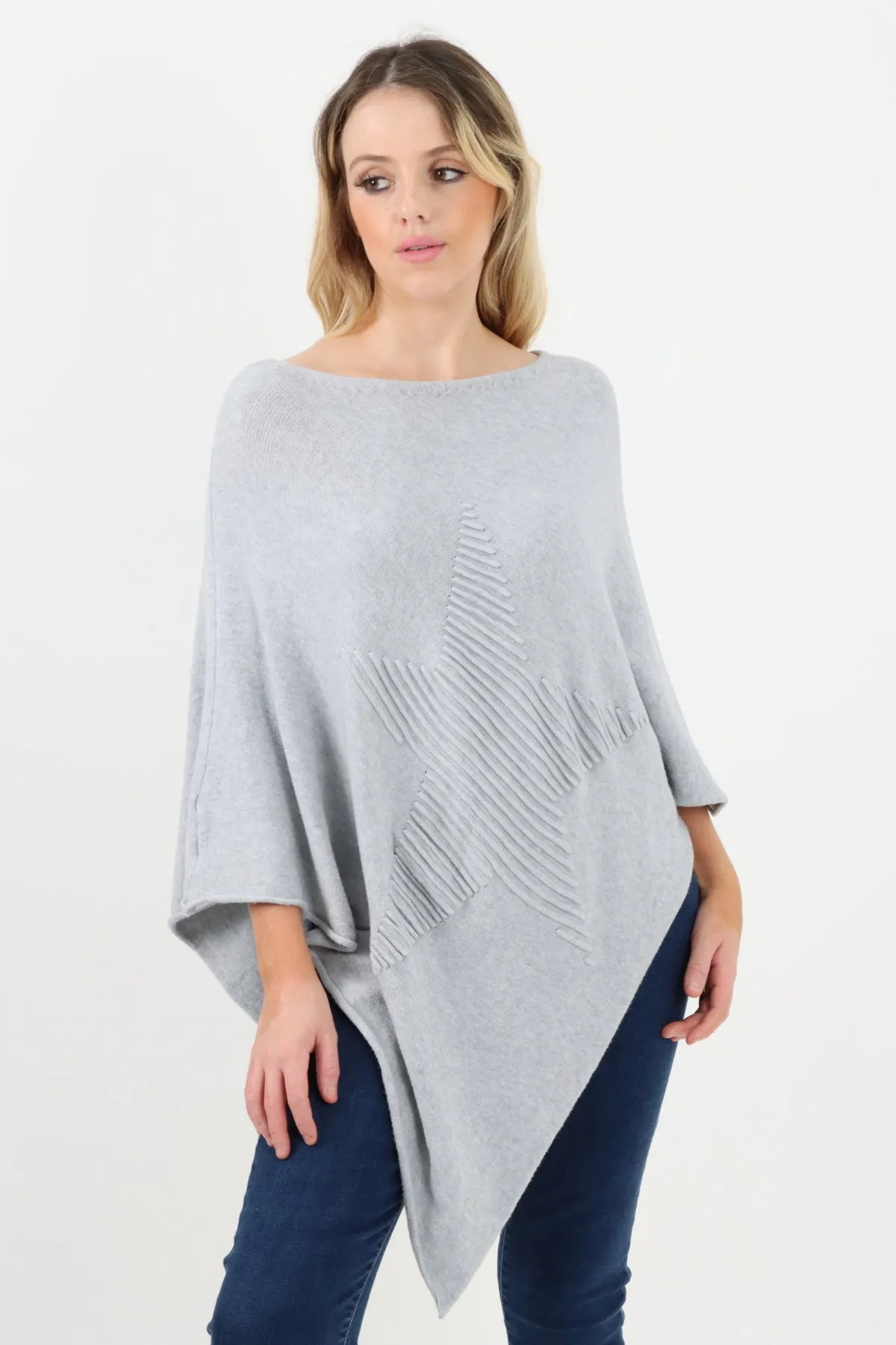 Italian Knitted Lagenlook Star Poncho