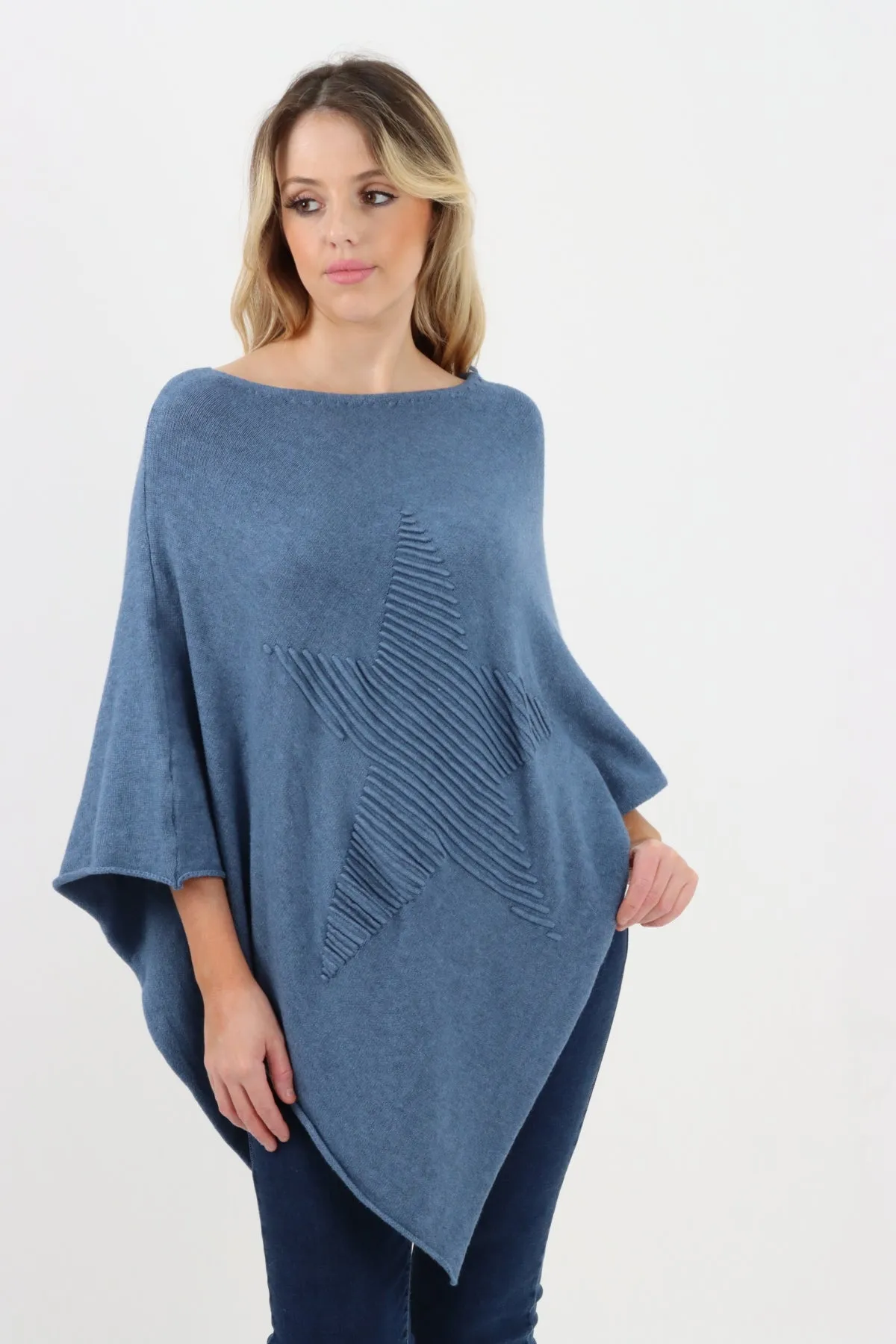 Italian Knitted Lagenlook Star Poncho
