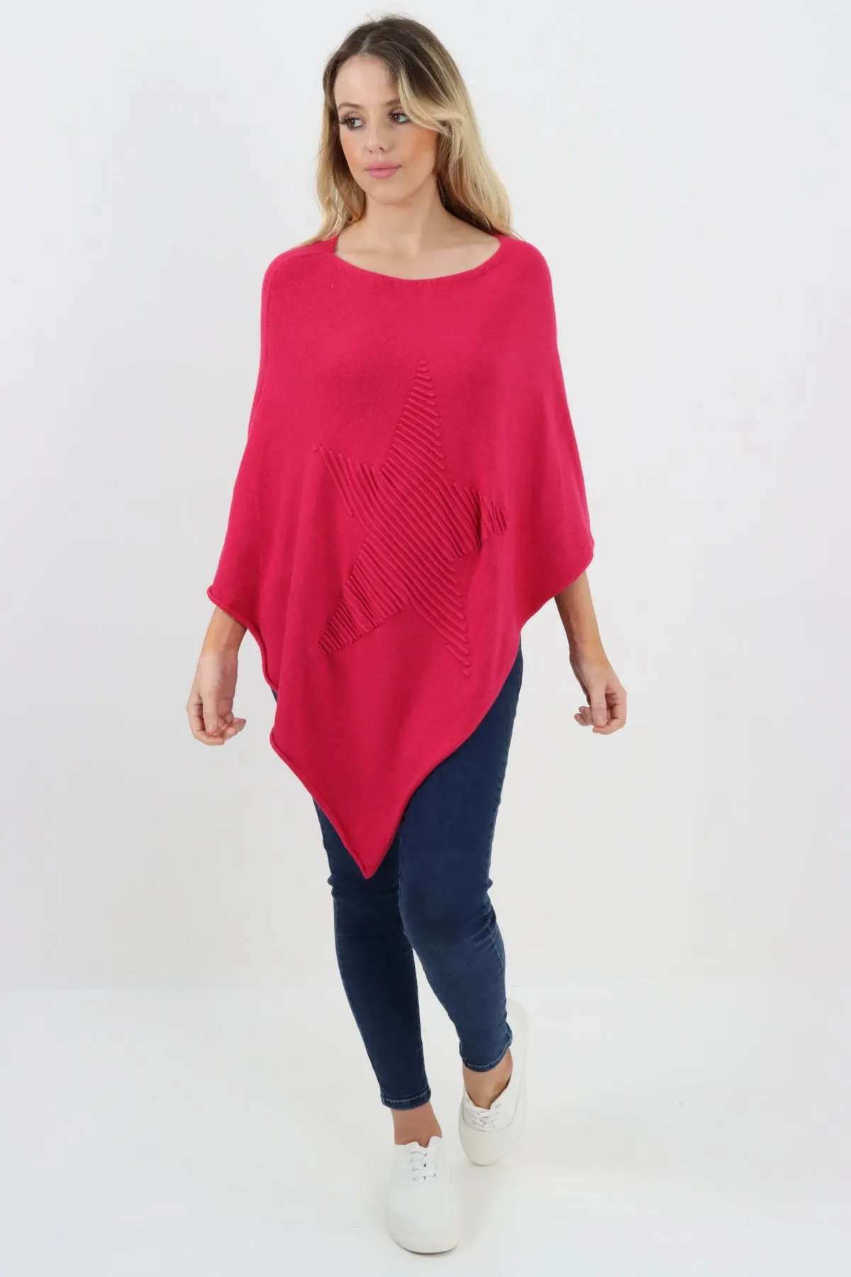 Italian Knitted Lagenlook Star Poncho