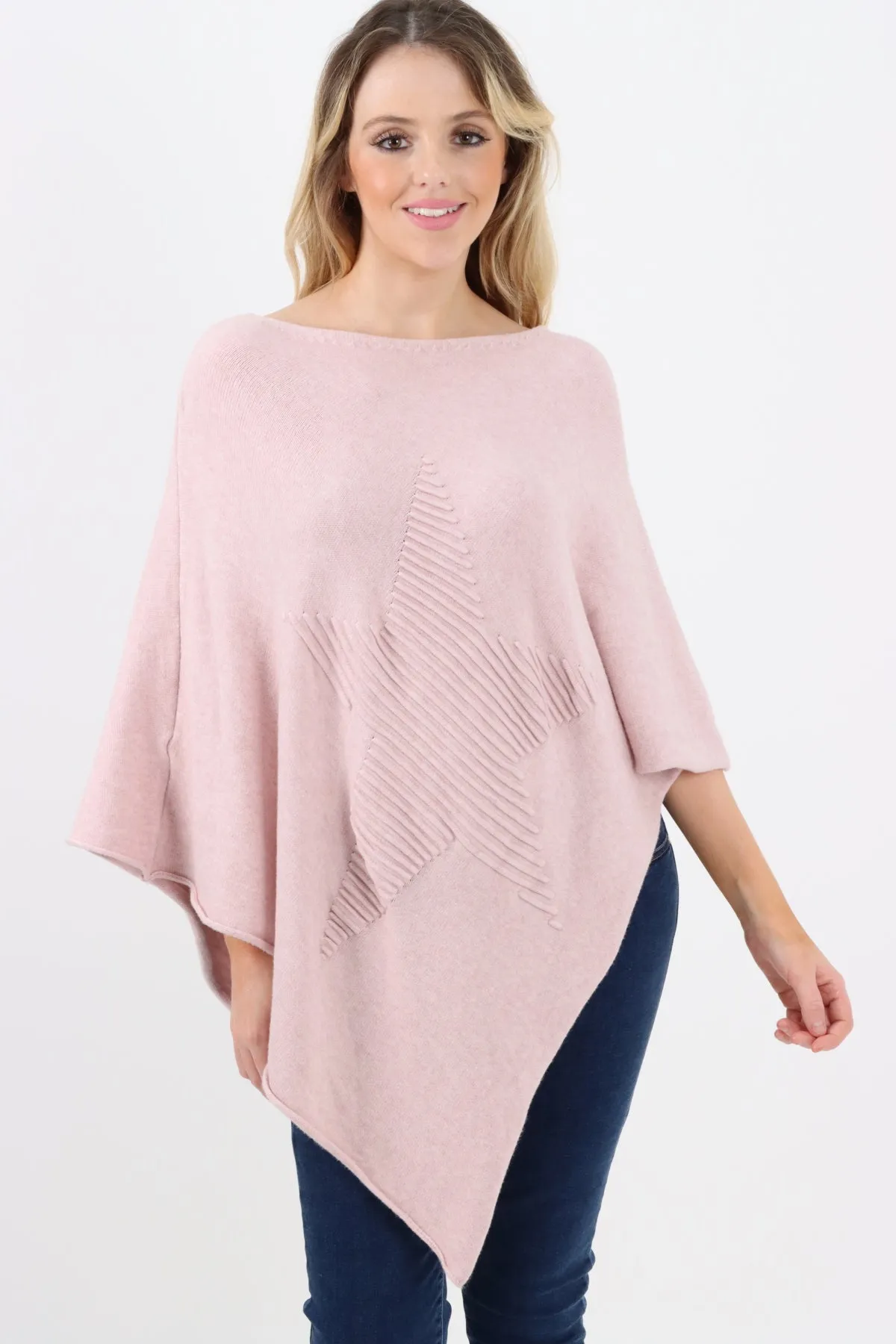 Italian Knitted Lagenlook Star Poncho