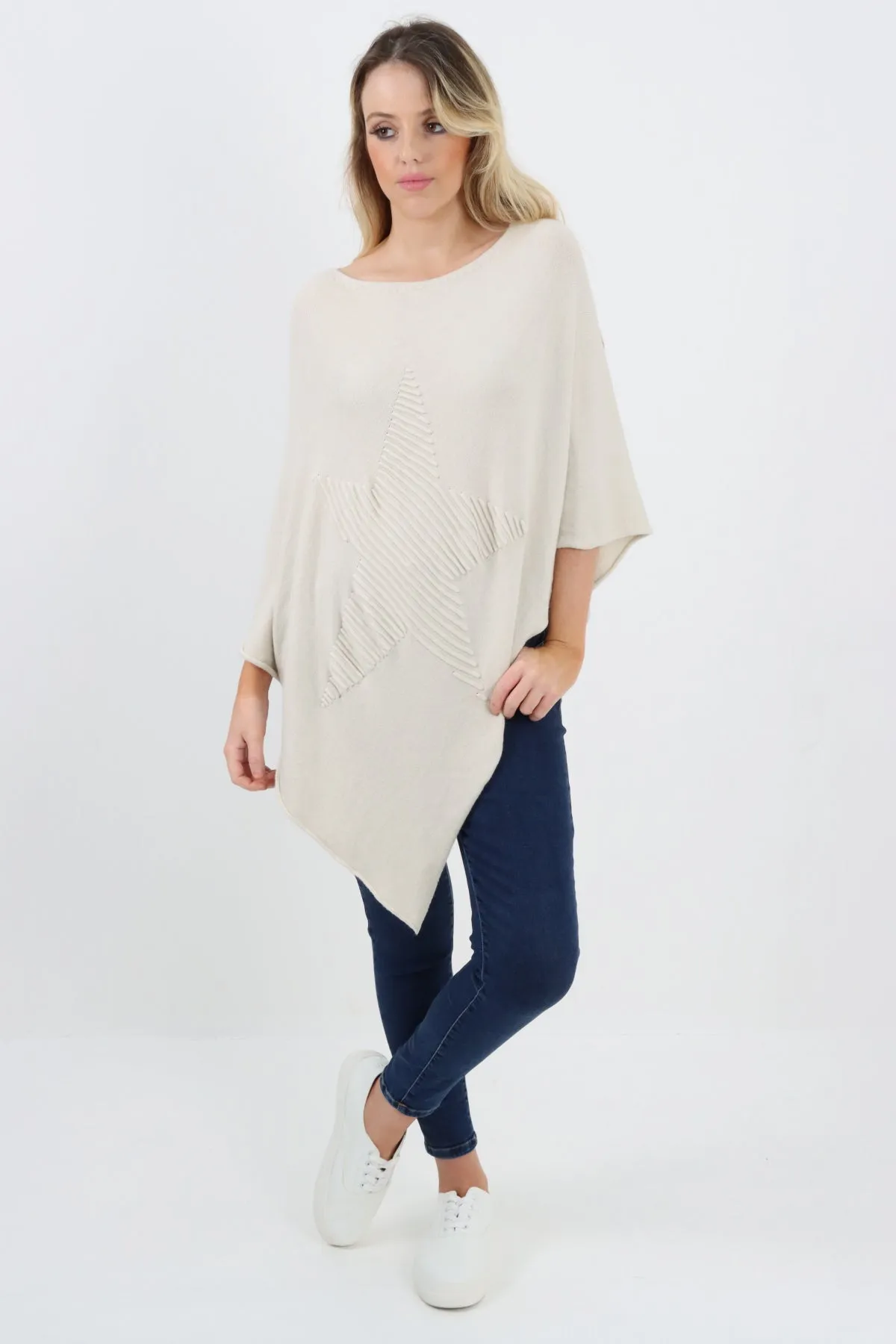 Italian Knitted Lagenlook Star Poncho