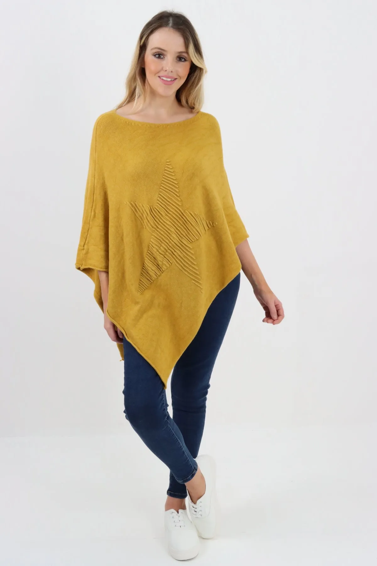 Italian Knitted Lagenlook Star Poncho