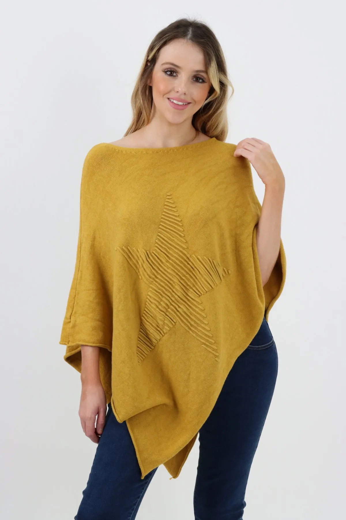 Italian Knitted Lagenlook Star Poncho