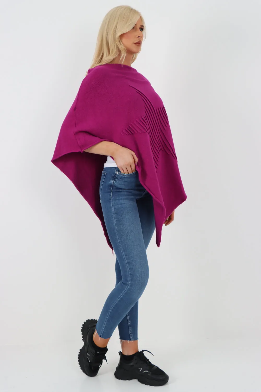 Italian Knitted Lagenlook Star Poncho
