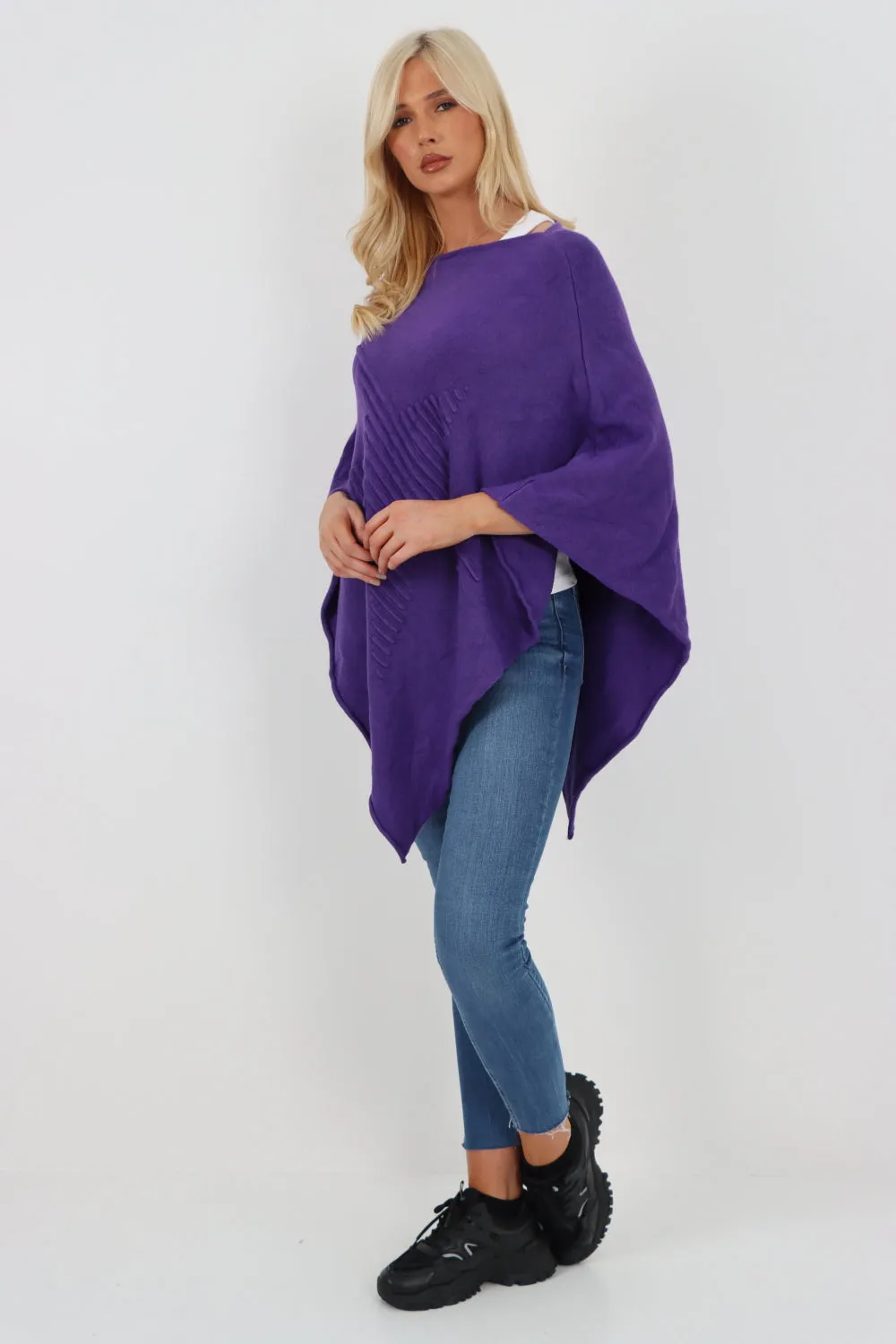Italian Knitted Lagenlook Star Poncho