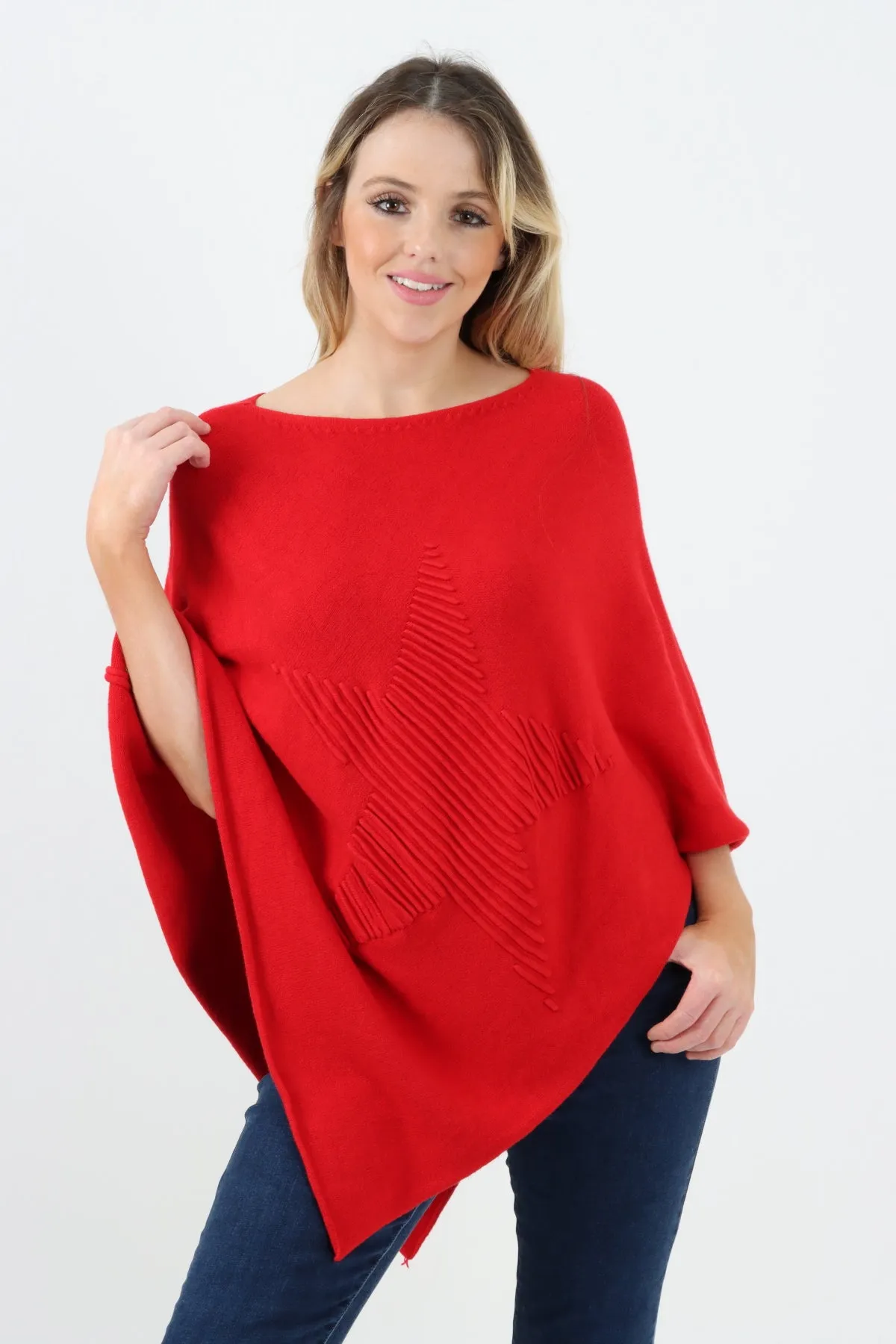 Italian Knitted Lagenlook Star Poncho