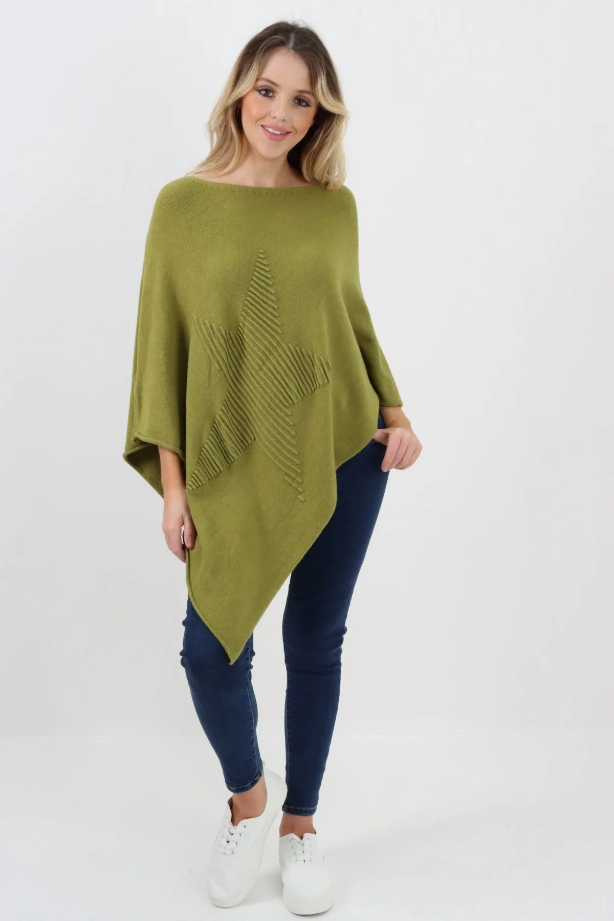 Italian Knitted Lagenlook Star Poncho