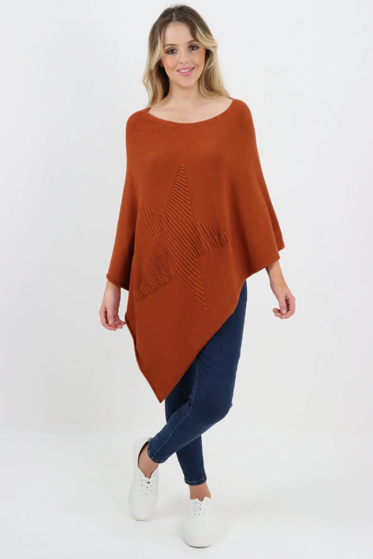 Italian Knitted Lagenlook Star Poncho