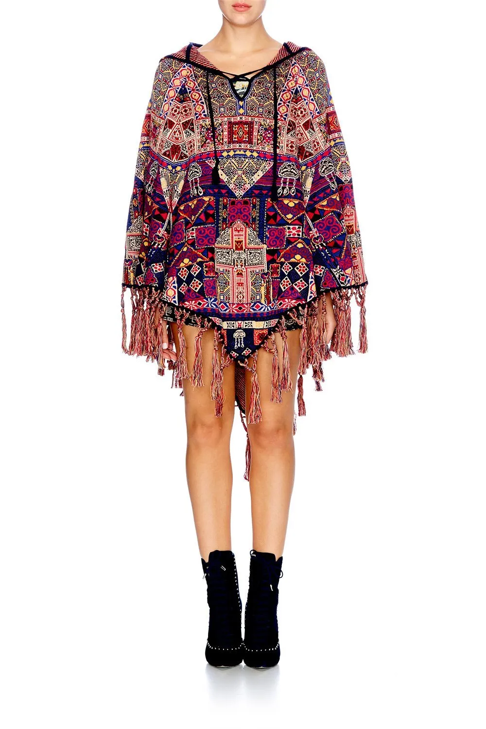 KNITTED PONCHO WITH HOOD PATCH ME UP