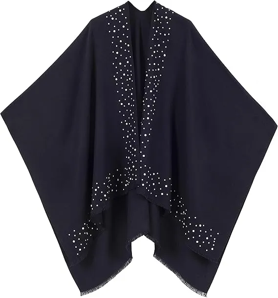 Leopard Gray Luxurious Knit Sweater Poncho Cardigan
