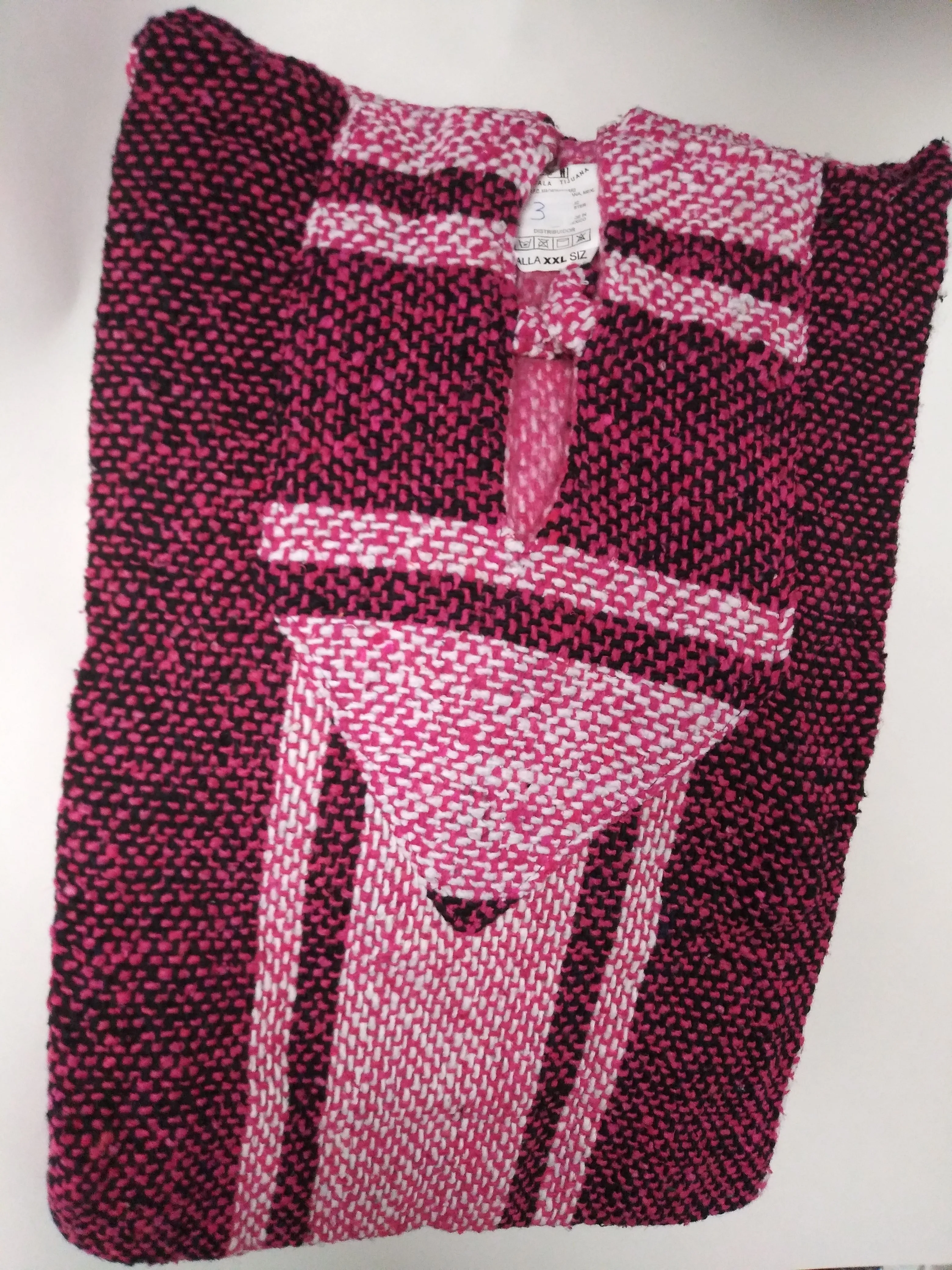 Mexican Poncho Pullover Baja Hoodie Pink Sweatshirt  2X