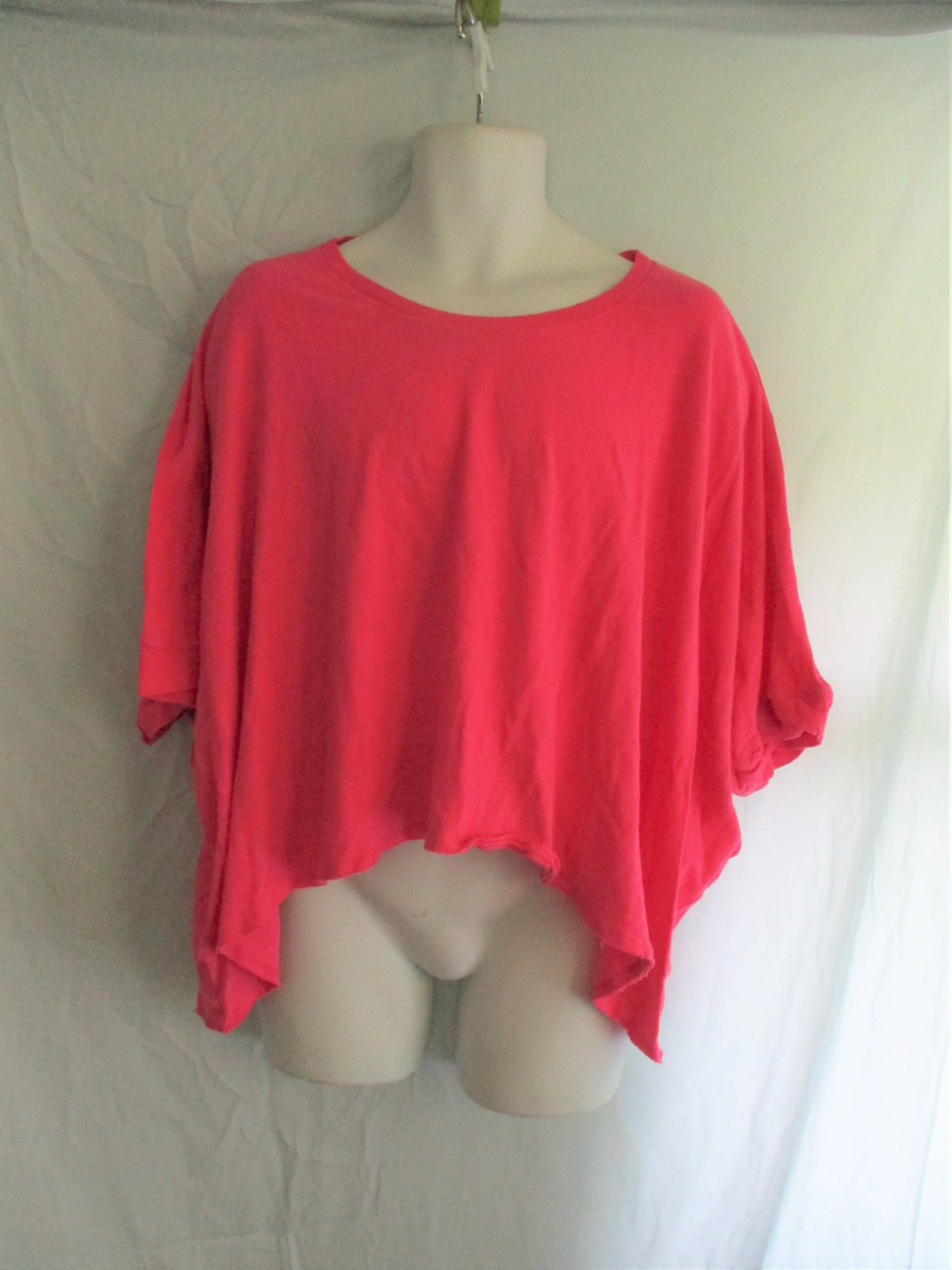 NEW WE THE FREE PEOPLE CC Tee 100% Cotton Asymmetrical Top XL PINK