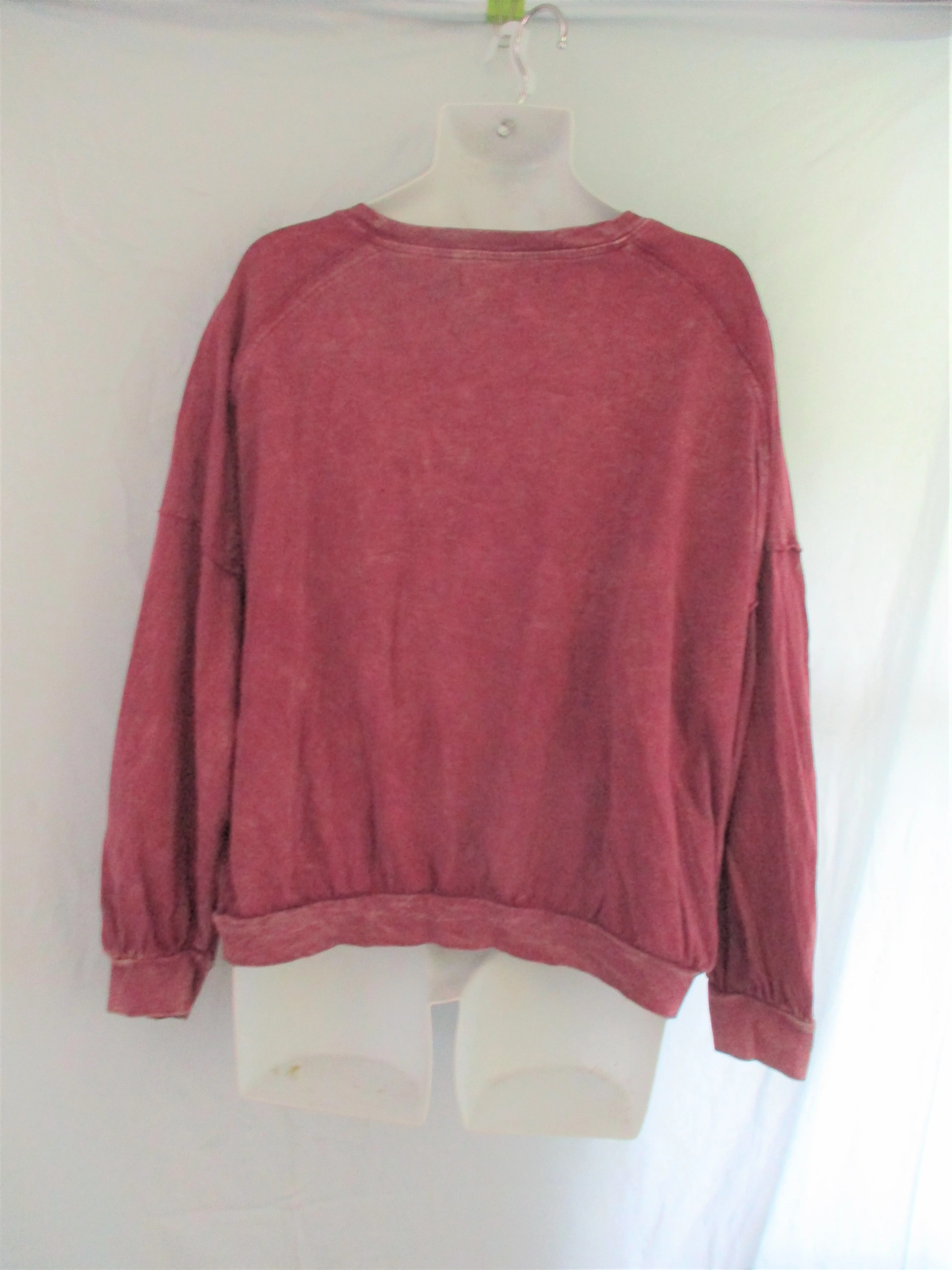 NEW WE THE FREE PEOPLE Thin Sweatshirt Top Coverup Long Sleeve Tee M PURPLE WINE BURGUNDY