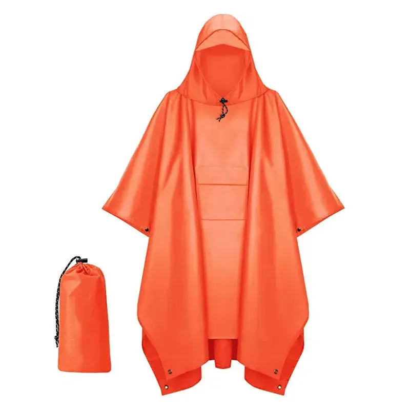 Outdoor Hooded Rain Poncho for Adult with Pocket, Waterproof Lightweight Unisex Raincoat Jacket for Hiking Camping Emergency