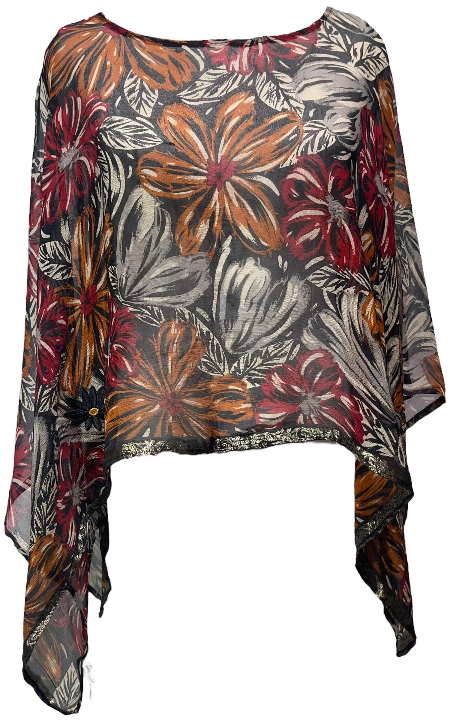 PCH4695 Avatar Sheer Pure Chiffon Silk Capelet Poncho