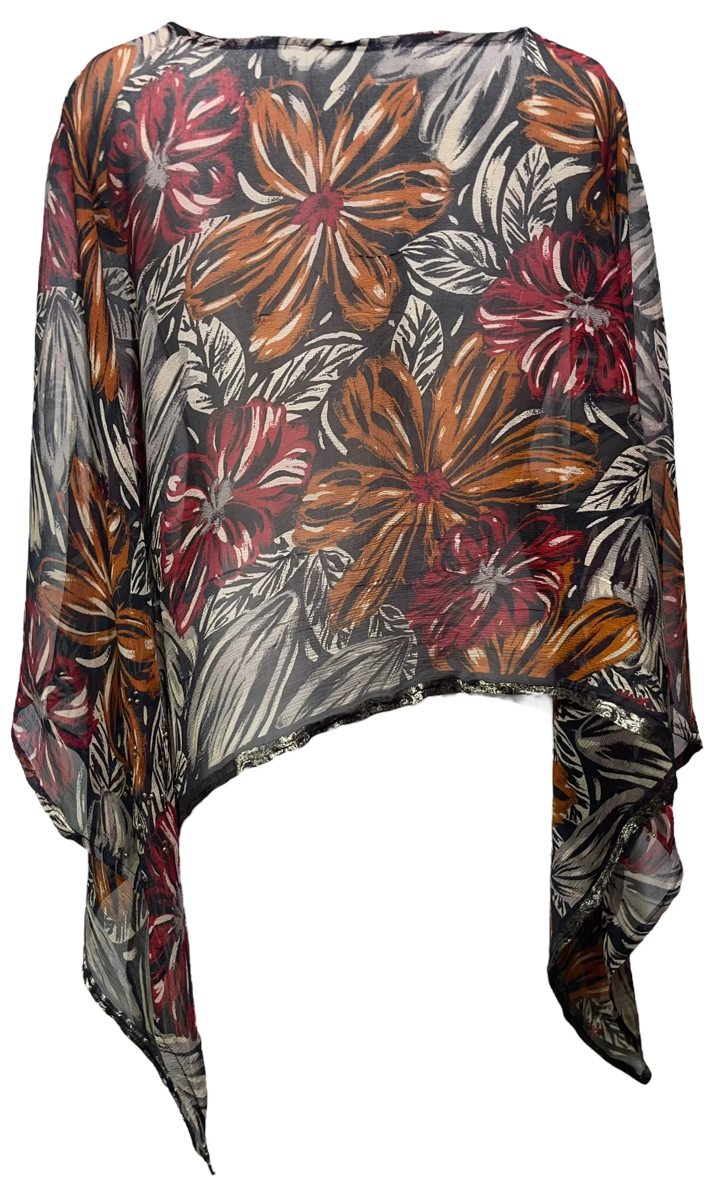 PCH4695 Avatar Sheer Pure Chiffon Silk Capelet Poncho