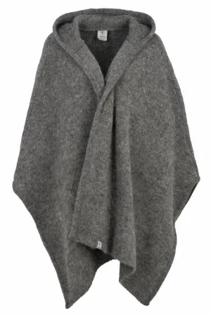 Poncho Cape Open Front Wrap - Grey