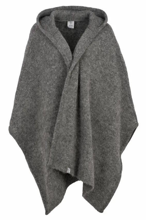 Poncho Cape Open Front Wrap - Grey