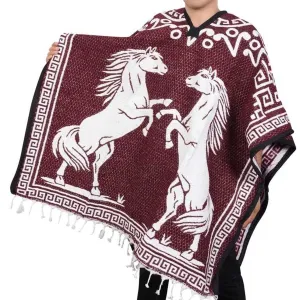Poncho de Caballos Bordado Doble Vista Artesanal imp-73126