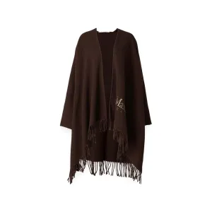 Poncho Donna Marrone ampio con fusciacca
