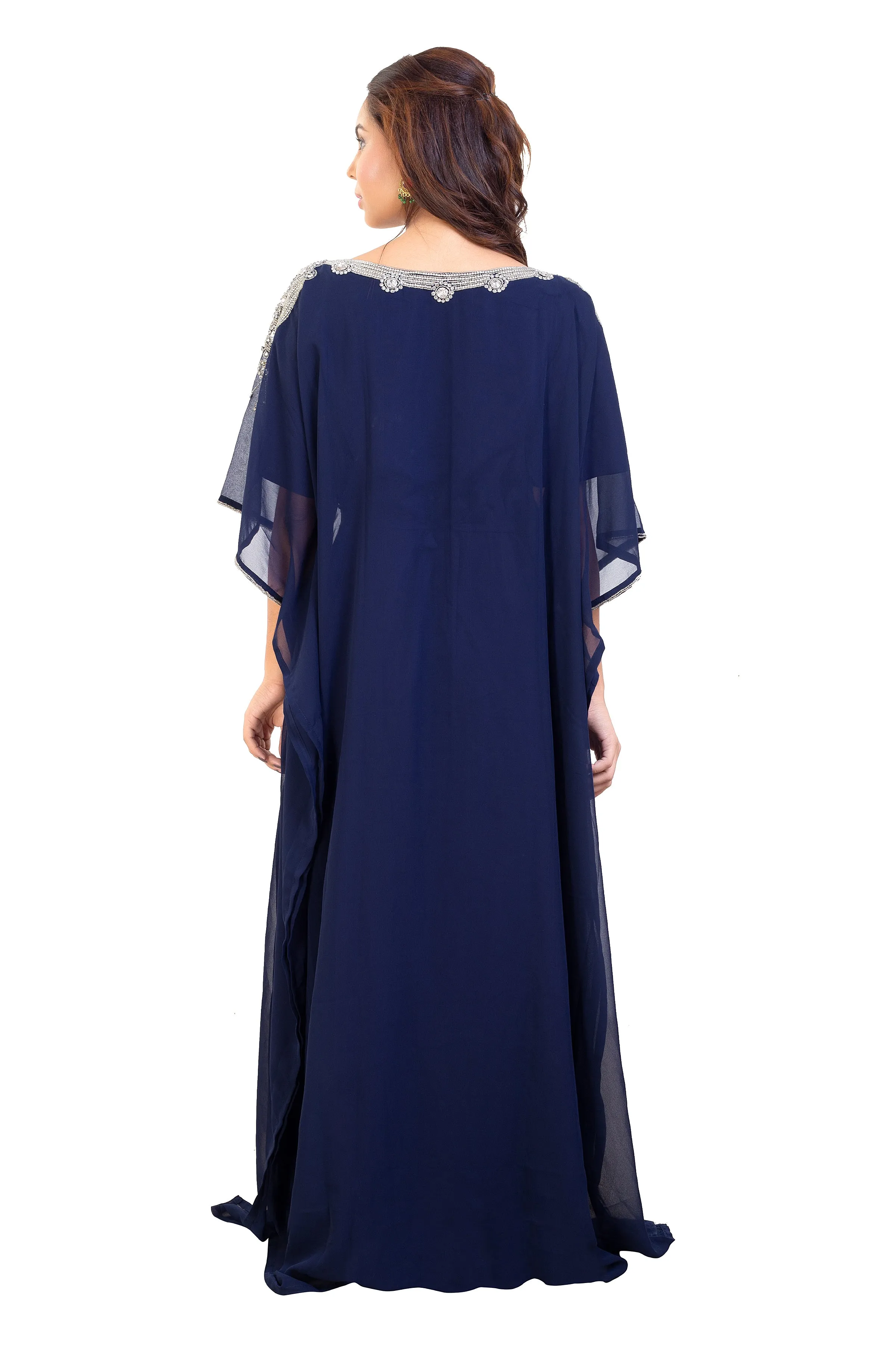 Poncho Dress Navy Blue Long Maxi Gown