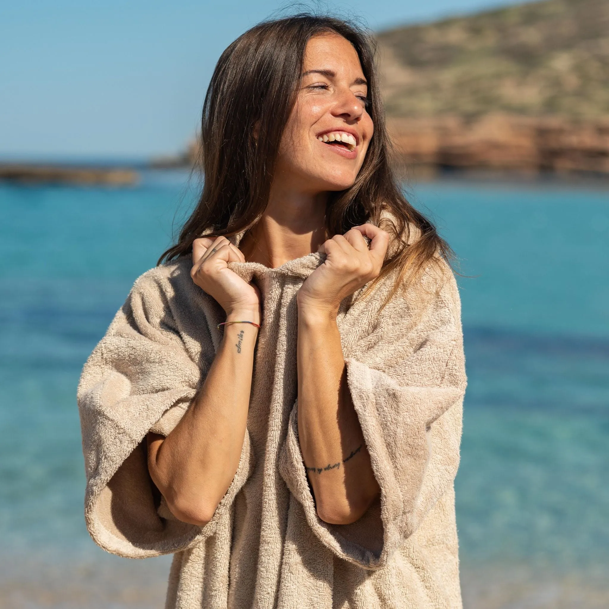 Poncho Premium coton bio - Sable