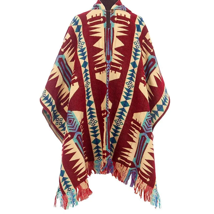 Poncho Quitu Red - Alpaca poncho