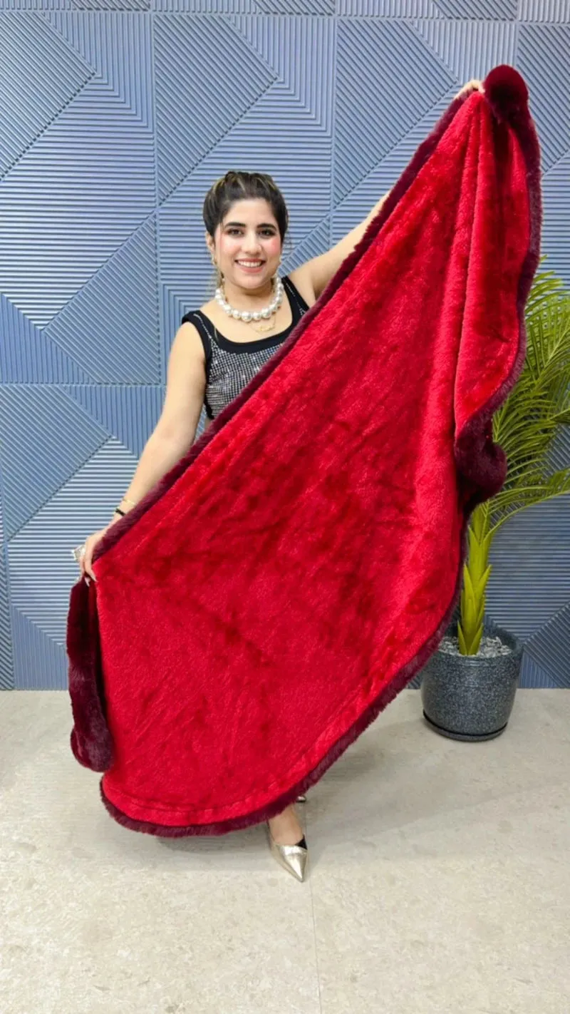 Premium Sequence Poncho with Heavy Furr GGR648