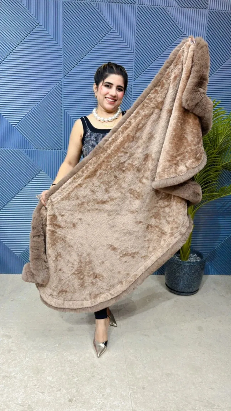 Premium Sequence Poncho with Heavy Furr GGR648