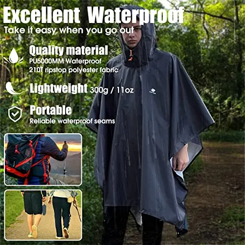 Reusable Lightweight  Waterproof Poncho - Hiking - Travel - Camping