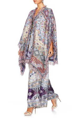 REVERSIBLE KNITTED PONCHO WITH FRINGING TALES OF TATIANA