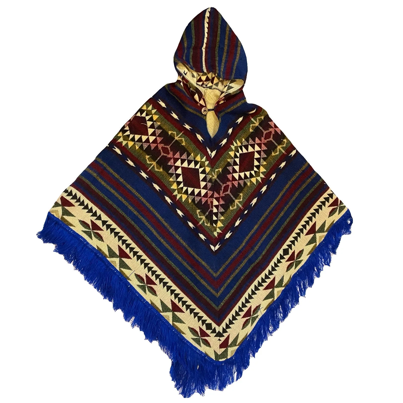 Rustic OOAK Fringe Button Front Poncho