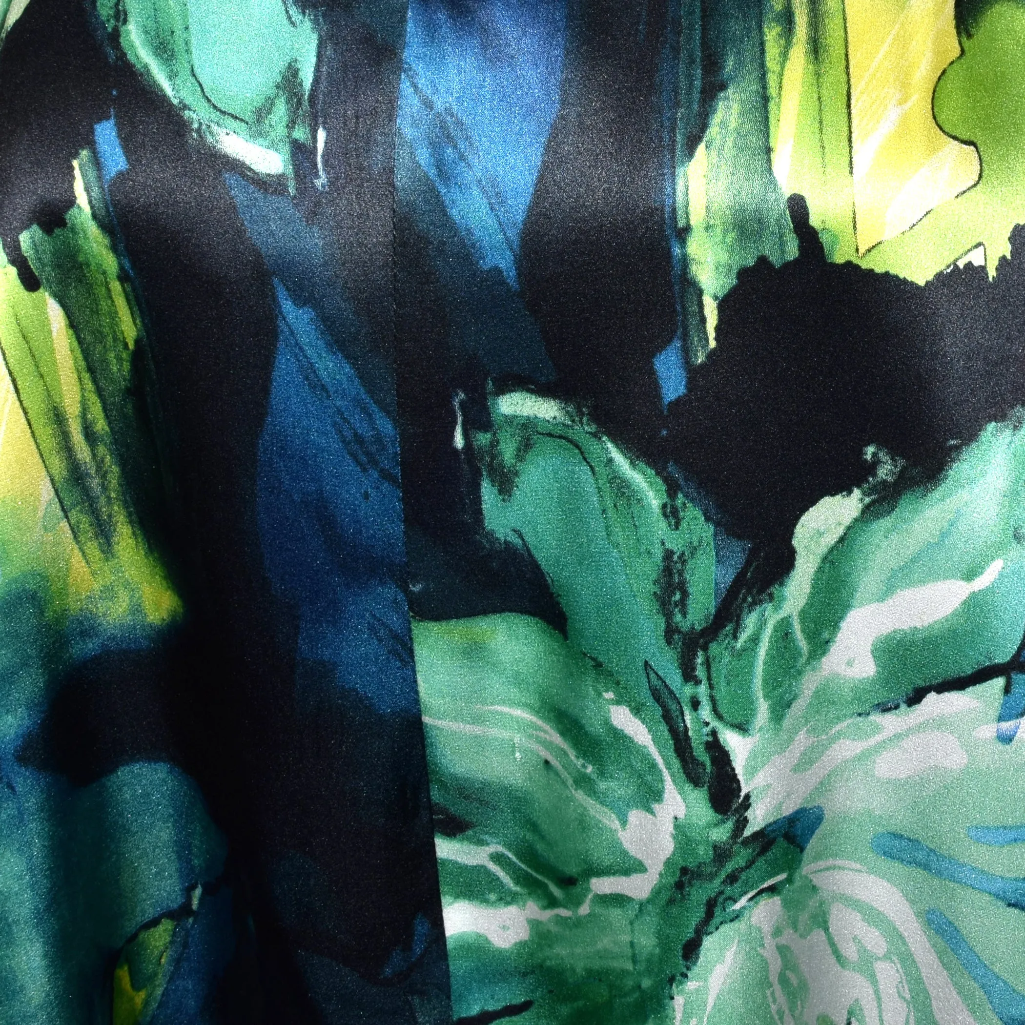 Shimmery Blue Floral Print Silk Charmeuse Poncho