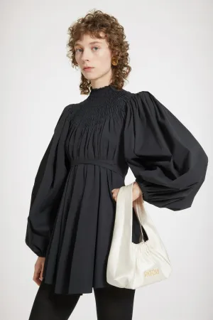 Smock collar tunic in organic cotton