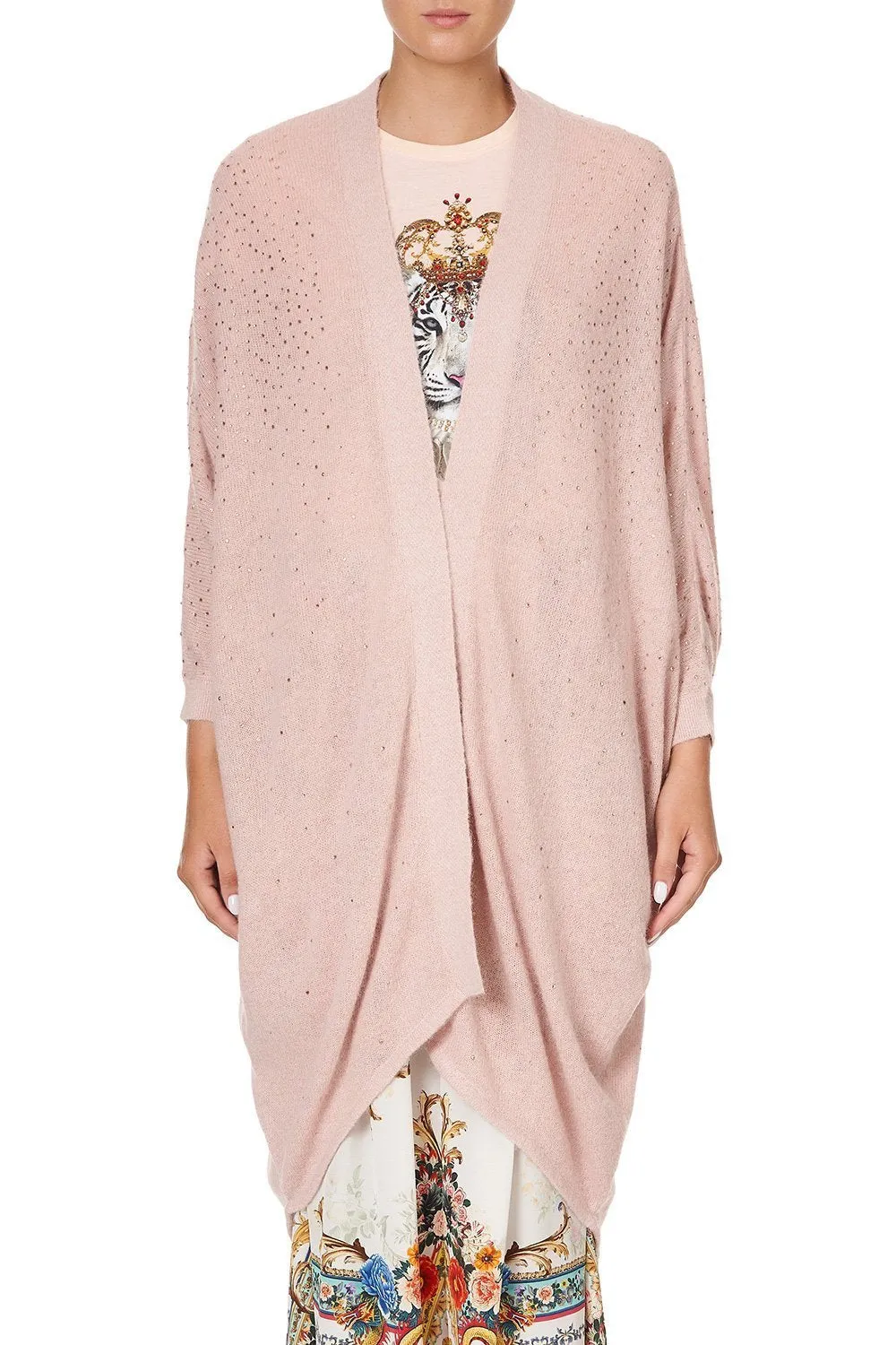SOFT KNIT PONCHO WITH CRYSTALS PARTY IN THE PALACE