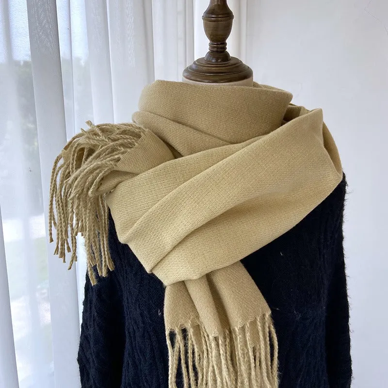 Solid Color Tassel Scarf and Poncho