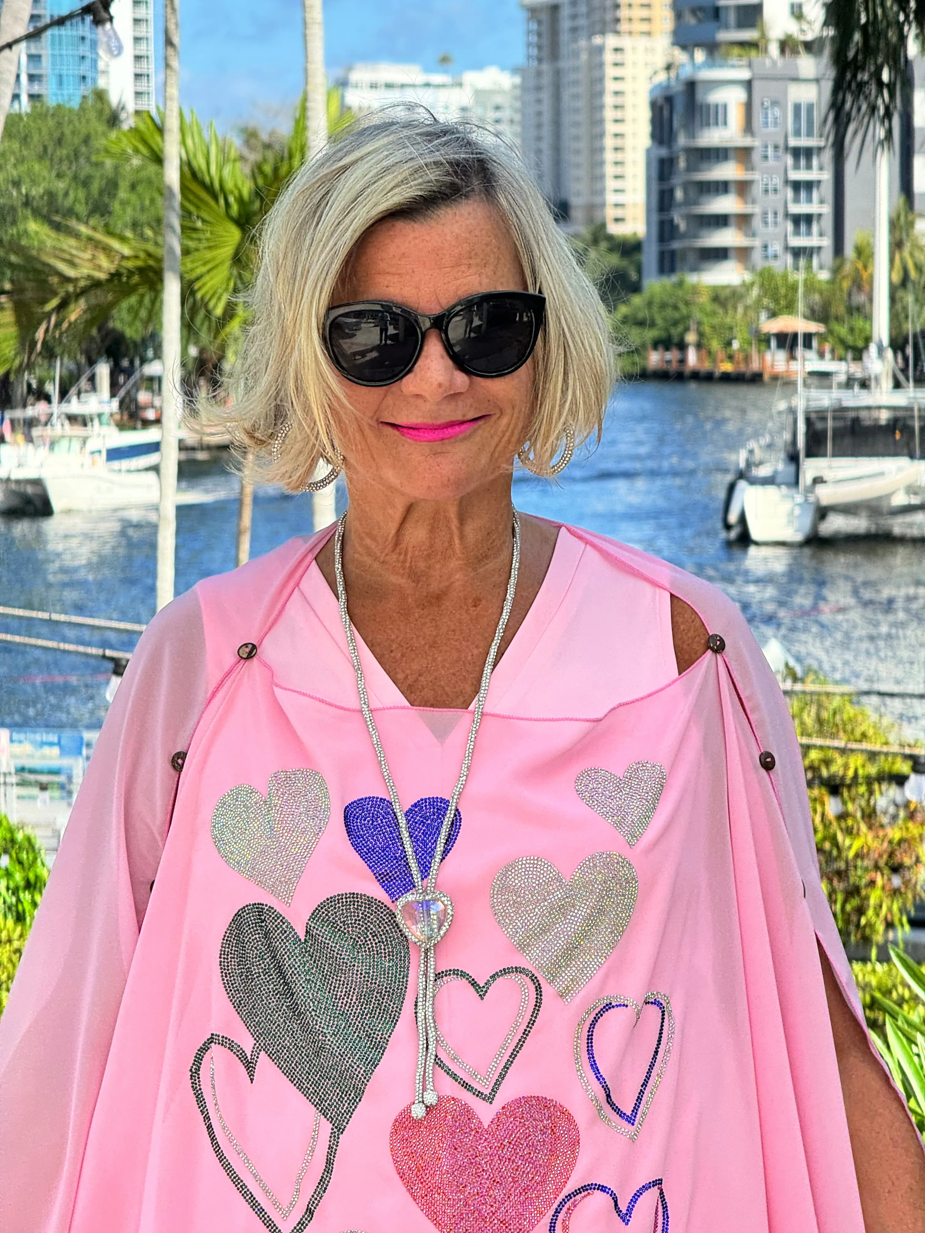 SWAROVSKI CRYSTAL PINK HEART TOP
