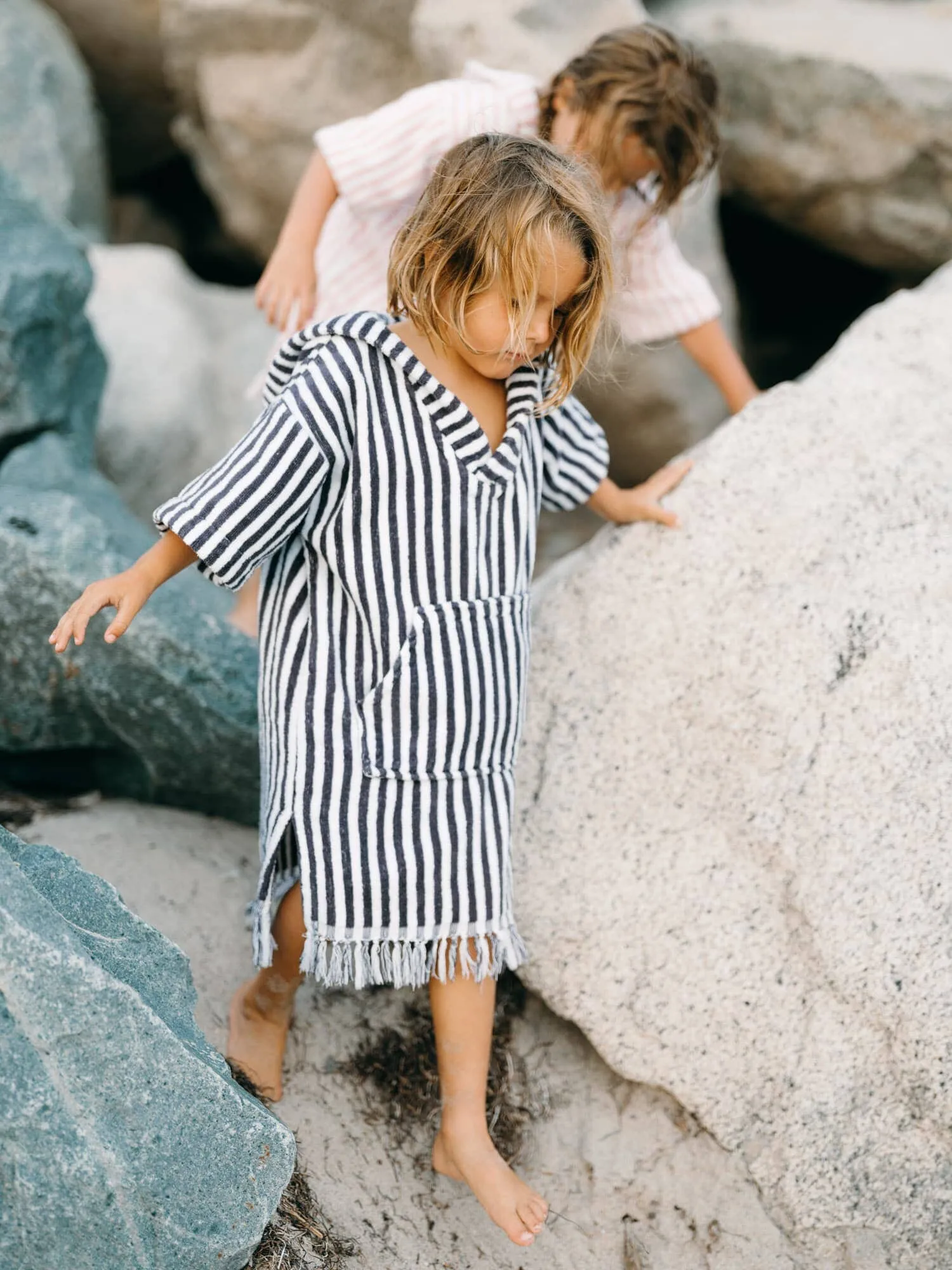The Mini Poncho - Lauren's Navy Stripe