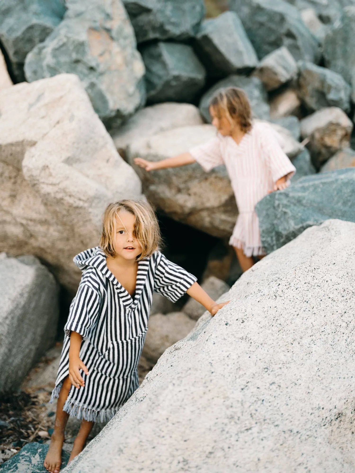 The Mini Poncho - Lauren's Navy Stripe
