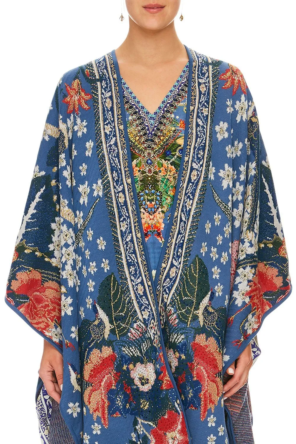 THROW OVER PONCHO FARAWAY FLORALS