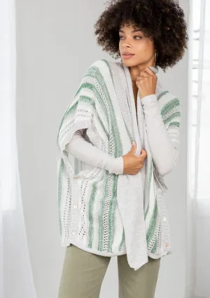 Vertical Striped Open Knit Throw Over