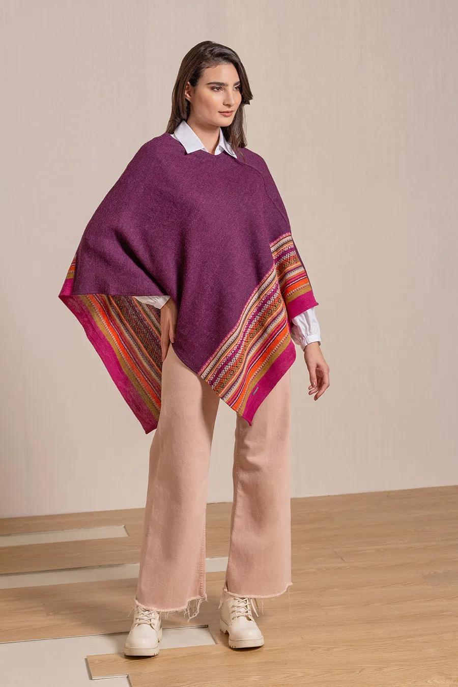 Vilcanota Poncho Baby Alpaca Color Vendimia