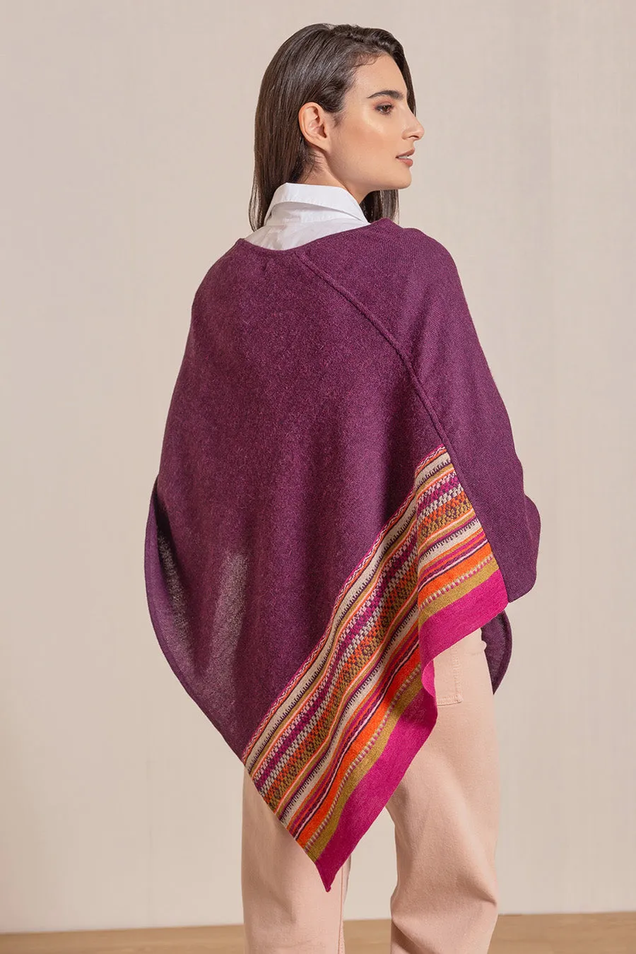 Vilcanota Poncho Baby Alpaca Color Vendimia