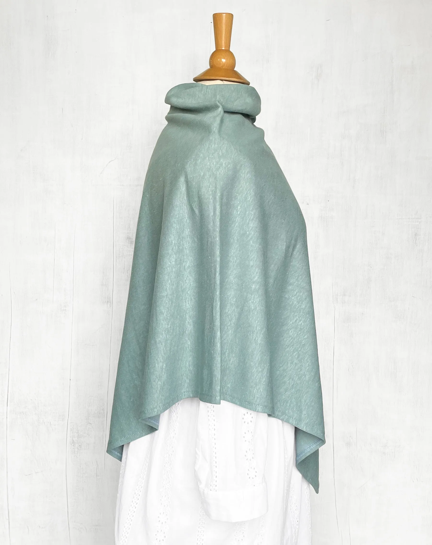 Women's Hemp / Organic Cotton Lightweight Poncho with Dandelion - Teal